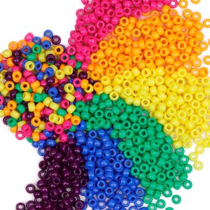 1000 Pcs 6x9mm Multi-Colored Plastic Craft Perforated Beads Bulk Rainbow Hair Beads Round with Center Hole, DIY Face Mask Pony Beads for Hair,DIY Bracelet Necklace Jewelry Making Supplies
