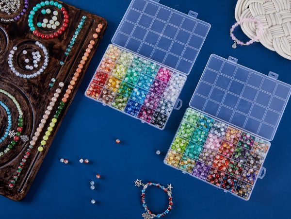 1300PCS 8mm Mixed Crackle Glass Beads for Bracelets Making with Accessories, 48 Colors Crystal Glass Beads Jewelry Making Kit, Round Beads for DIY Bracelet Crafts - Image 5