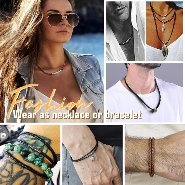 Waterproof Braided Leather Cord Chain Necklace, Men Women DIY Woven Wax Rope Chain for Pendant, Customize Available, 2/3mm Width, 16" 18" 20" 22" 24" 26" 28" 30" Length(with Gift Box) - Image 2