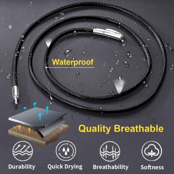 Waterproof Braided Leather Cord Chain Necklace, Men Women DIY Woven Wax Rope Chain for Pendant, Customize Available, 2/3mm Width, 16" 18" 20" 22" 24" 26" 28" 30" Length(with Gift Box) - Image 3