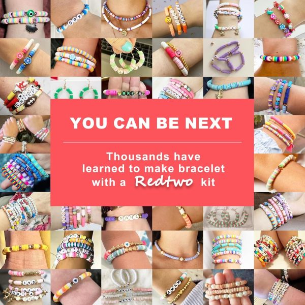 Redtwo 23000 Pcs Clay Beads Bracelet Making Kit 144 Colors 7 Boxes Flat Polymer Heishi Beads Set for Friendship Jewelry Making with Pendant Charms Crafts Gifts for Girls Ages 6-12 Kids Adults - Image 4